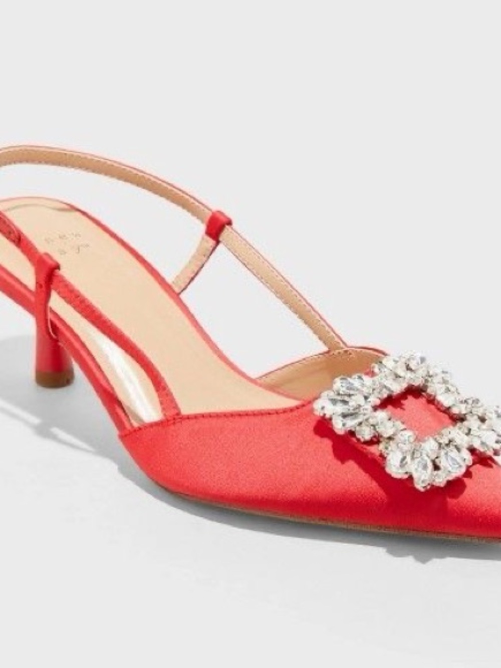a new day Red Satin Slingback Heel with Crystal Buckle